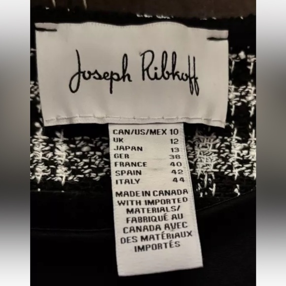 Joseph Ribkoff Black Drop Shoulder 3/4 Sleeves Top Size 10, Plaid Pockets - Picture 7 of 7